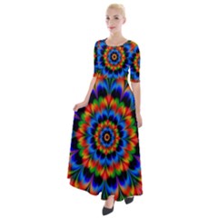 Abstract Digital Art Artwork Half Sleeves Maxi Dress