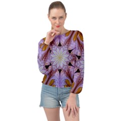 Abstract Flower Artwork Art Banded Bottom Chiffon Top