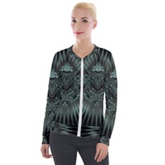 Abstract Art Fractal Artwork Velour Zip Up Jacket by Pakrebo