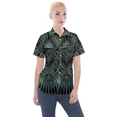 Abstract Art Fractal Artwork Women s Short Sleeve Pocket Shirt