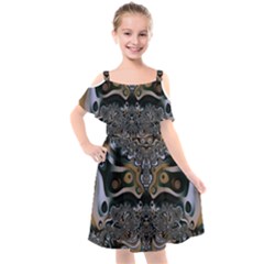 Fractal Art Artwork Design Kids  Cut Out Shoulders Chiffon Dress