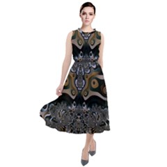 Fractal Art Artwork Design Round Neck Boho Dress by Pakrebo