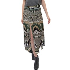 Fractal Art Artwork Design Velour Split Maxi Skirt by Pakrebo