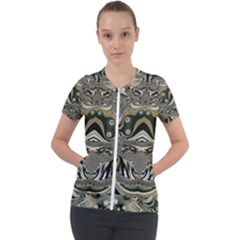 Fractal Art Artwork Design Short Sleeve Zip Up Jacket