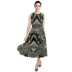 Fractal Art Artwork Design Round Neck Boho Dress