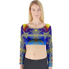 Abstract Art Design Digital Art Long Sleeve Crop Top by Pakrebo