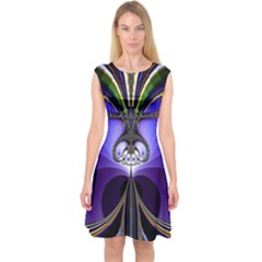 Abstract Art Artwork Fractal Design Pattern Capsleeve Midi Dress by Pakrebo