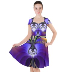 Abstract Art Artwork Fractal Design Pattern Cap Sleeve Midi Dress by Pakrebo