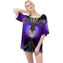 Abstract Art Artwork Fractal Design Pattern Oversized Chiffon Top