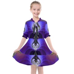 Abstract Art Artwork Fractal Design Pattern Kids  All Frills Chiffon Dress by Pakrebo