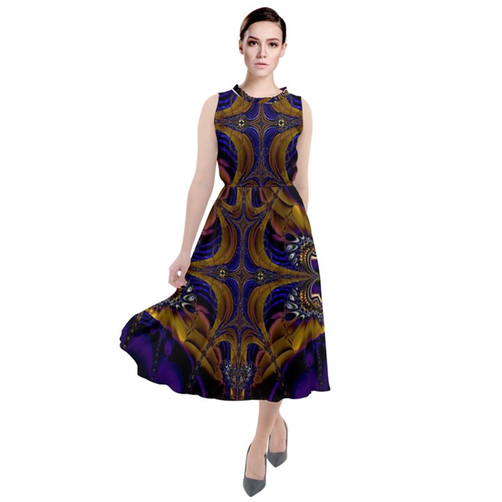 Abstract Art Artwork Fractal Round Neck Boho Dress