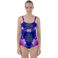 Artwork Art Fractal Flower Design Twist Front Tankini Set by Pakrebo