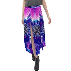 Artwork Art Fractal Flower Design Velour Split Maxi Skirt