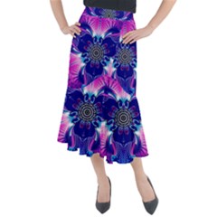 Artwork Art Fractal Flower Design Midi Mermaid Skirt