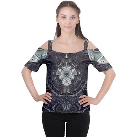 Fractal Art Artwork Design Pattern Cutout Shoulder Tee by Pakrebo