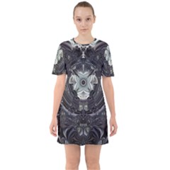 Fractal Art Artwork Design Pattern Sixties Short Sleeve Mini Dress