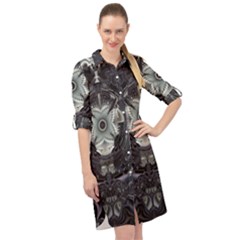 Fractal Art Artwork Design Pattern Long Sleeve Mini Shirt Dress