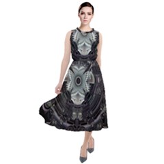 Fractal Art Artwork Design Pattern Round Neck Boho Dress