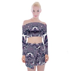 Fractal Art Artwork Design Off Shoulder Top With Mini Skirt Set by Pakrebo