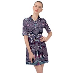 Fractal Art Artwork Design Belted Shirt Dress