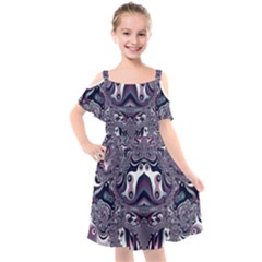 Fractal Art Artwork Design Kids  Cut Out Shoulders Chiffon Dress