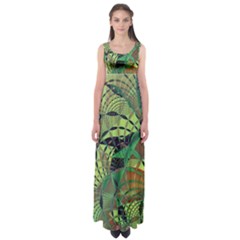 Design Background Concept Fractal Empire Waist Maxi Dress