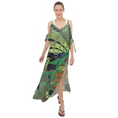 Design Background Concept Fractal Maxi Chiffon Cover Up Dress