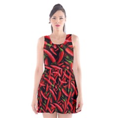 Red Chili Peppers Pattern  Scoop Neck Skater Dress