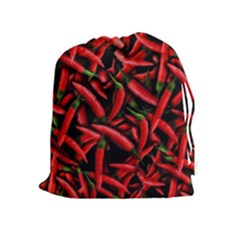 Red Chili Peppers Pattern  Drawstring Pouch (xl) by bloomingvinedesign