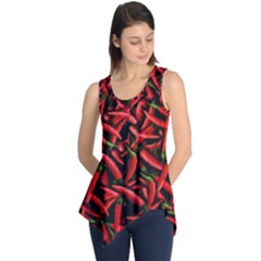 Red Chili Peppers Pattern  Sleeveless Tunic by bloomingvinedesign