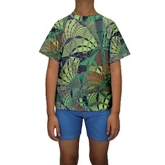 Design Background Concept Fractal Kids  Short Sleeve Swimwear by Pakrebo