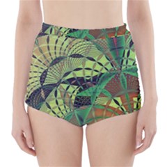 Design Background Concept Fractal High-waisted Bikini Bottoms by Pakrebo