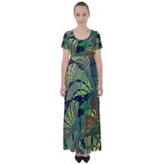 Design Background Concept Fractal High Waist Short Sleeve Maxi Dress by Pakrebo