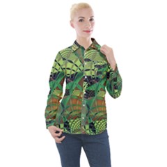 Design Background Concept Fractal Women s Long Sleeve Pocket Shirt