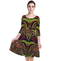 Fractal Art Artwork Design Art Pattern Quarter Sleeve Waist Band Dress by Pakrebo