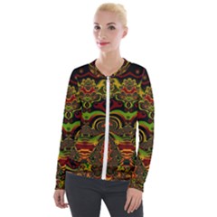 Fractal Art Artwork Design Art Pattern Velour Zip Up Jacket