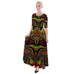 Fractal Art Artwork Design Art Pattern Half Sleeves Maxi Dress