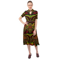 Fractal Art Artwork Design Art Pattern Keyhole Neckline Chiffon Dress