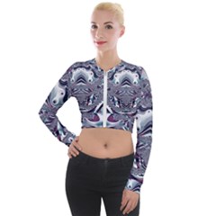 Fractal Art Artwork Design Long Sleeve Cropped Velvet Jacket