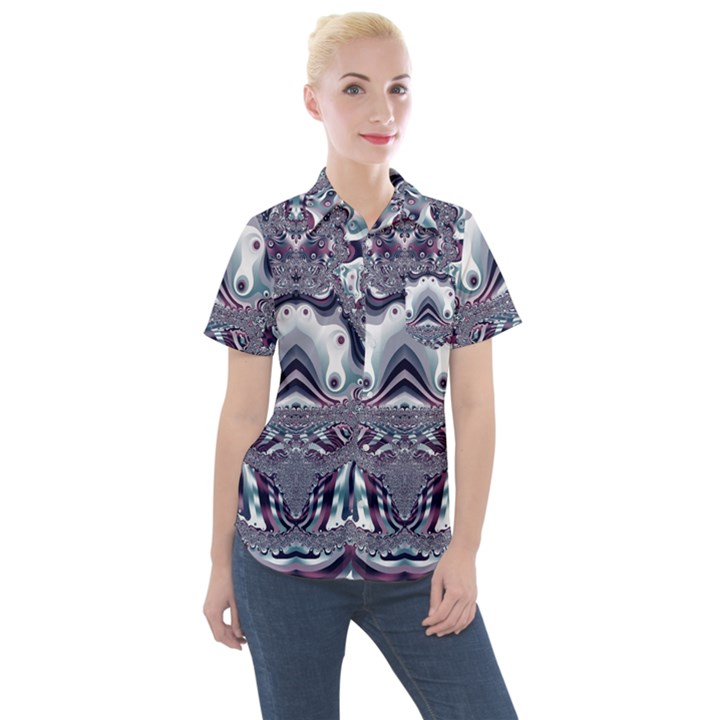 Fractal Art Artwork Design Women s Short Sleeve Pocket Shirt