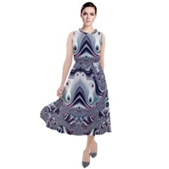 Fractal Art Artwork Design Round Neck Boho Dress