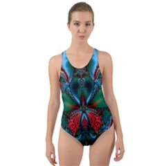 Abstract Art Fractal Artwork Cut-out Back One Piece Swimsuit by Pakrebo