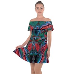 Abstract Art Fractal Artwork Off Shoulder Velour Dress