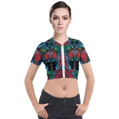 Abstract Art Fractal Artwork Short Sleeve Cropped Jacket