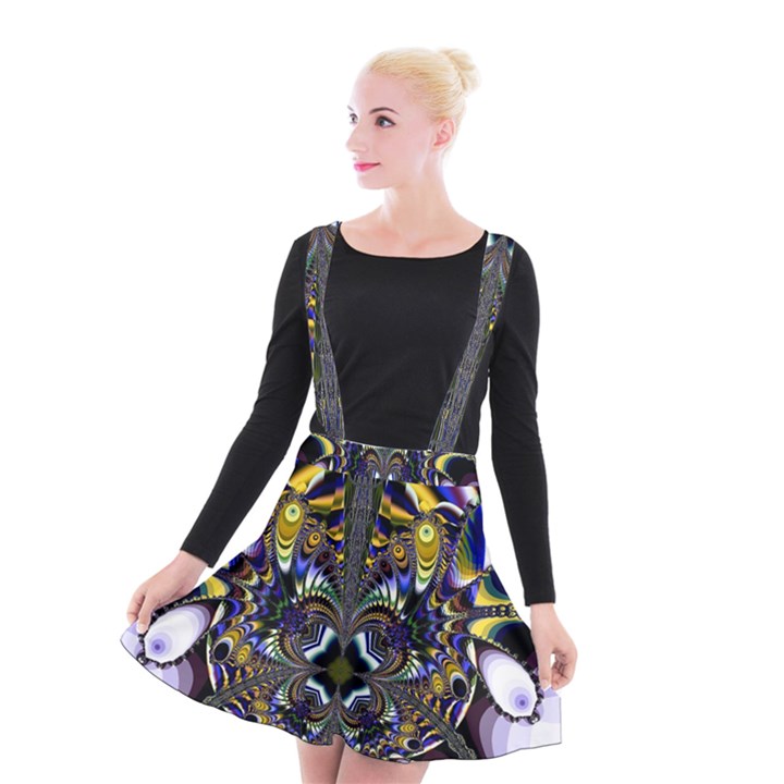 Abstract Art Artwork Fractal Design Suspender Skater Skirt