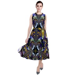 Abstract Art Artwork Fractal Design Round Neck Boho Dress by Pakrebo