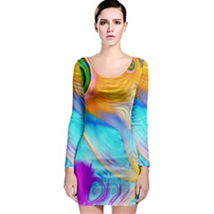 Artwork Digital Art Fractal Colors Long Sleeve Bodycon Dress