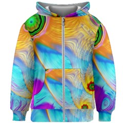 Artwork Digital Art Fractal Colors Kids  Zipper Hoodie Without Drawstring by Pakrebo