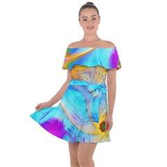 Artwork Digital Art Fractal Colors Off Shoulder Velour Dress