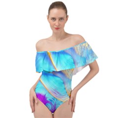 Artwork Digital Art Fractal Colors Off Shoulder Velour Bodysuit 